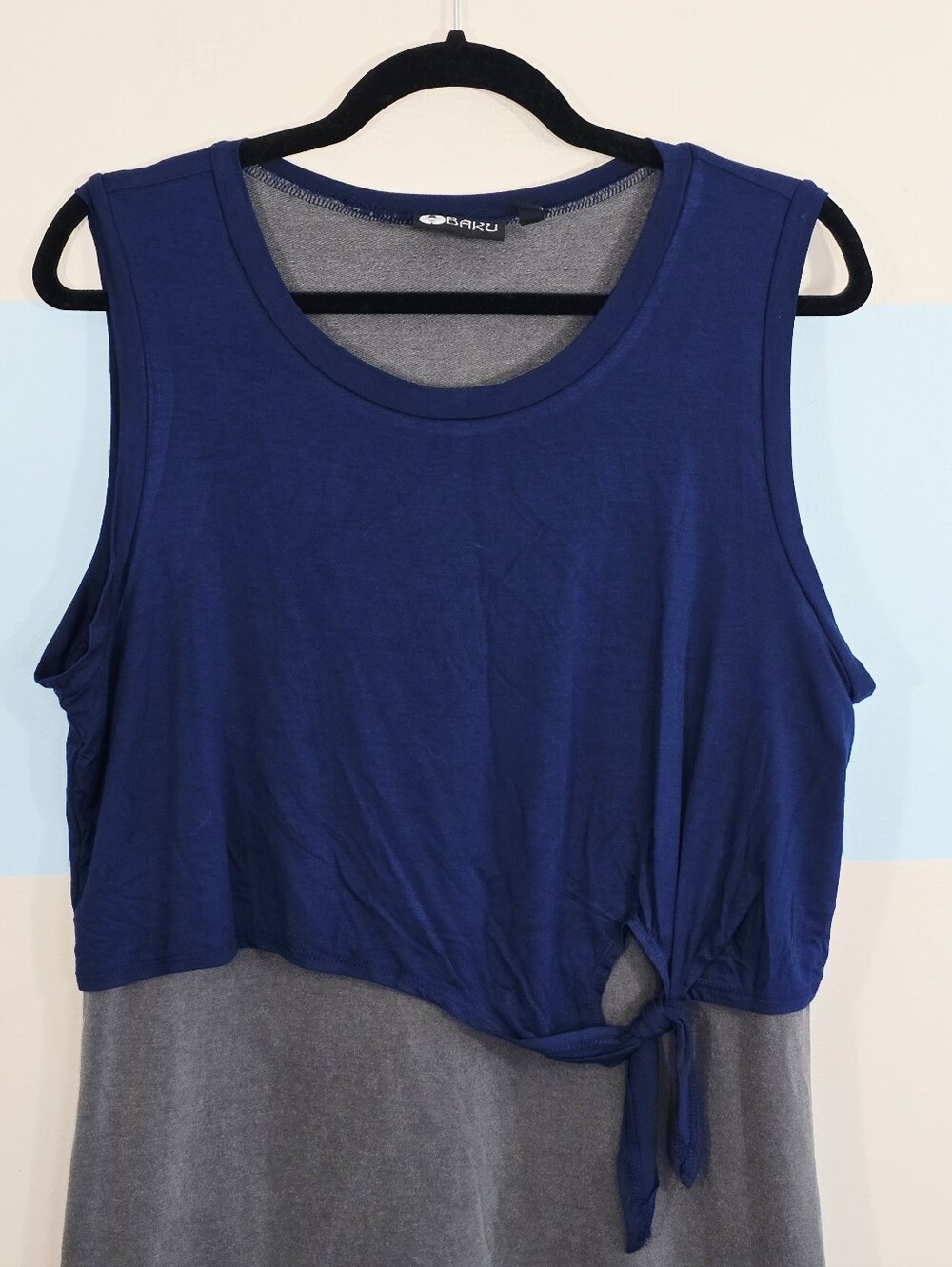 BAKU Blue and Heather Gray Sleeveless Dress - Picture 3 of 7